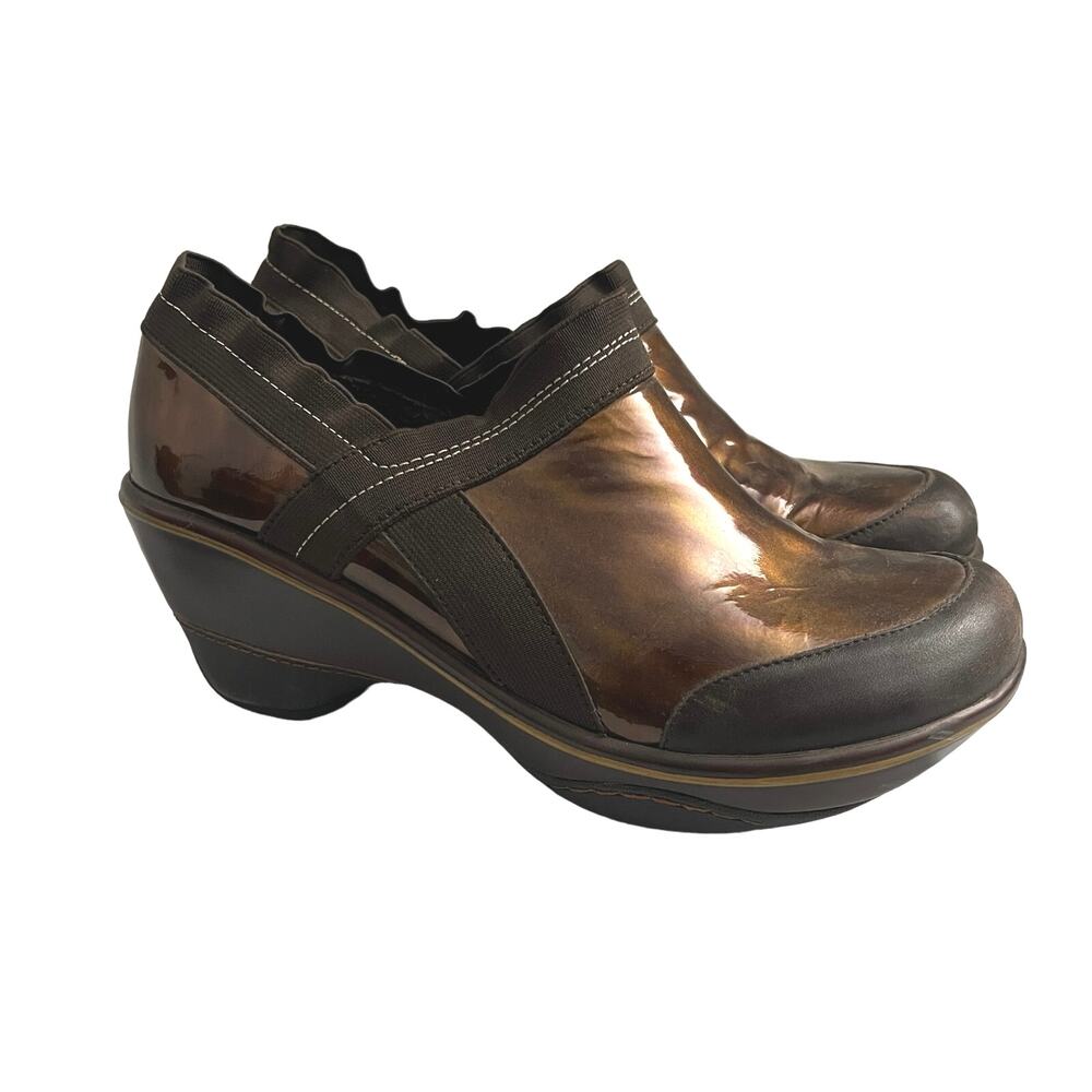Jambu Women’s 10 CALI Marble Brown Patent Leather Platform Clogs